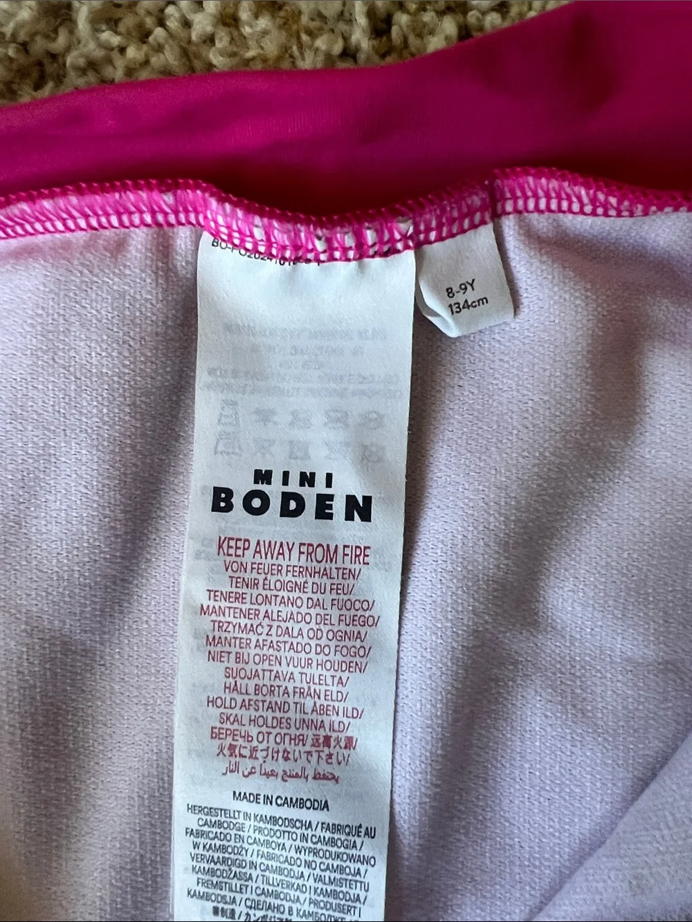 Mini Boden Hot Pink One-Piece Swimsuit with Gold Polka Dots